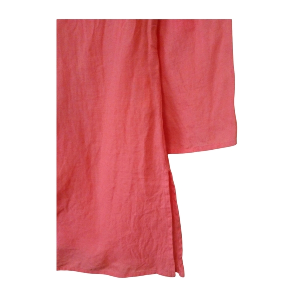 Eileen Fisher Womens Coral Pink 100% Irish Linen Sequin V-Neck Boho Tunic Top XS - Picture 5 of 16